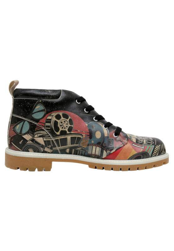Men Vegan Leather Black Ankle Boots - Living in a Vintage Dream Design — صورة المنتج 4 من 6
