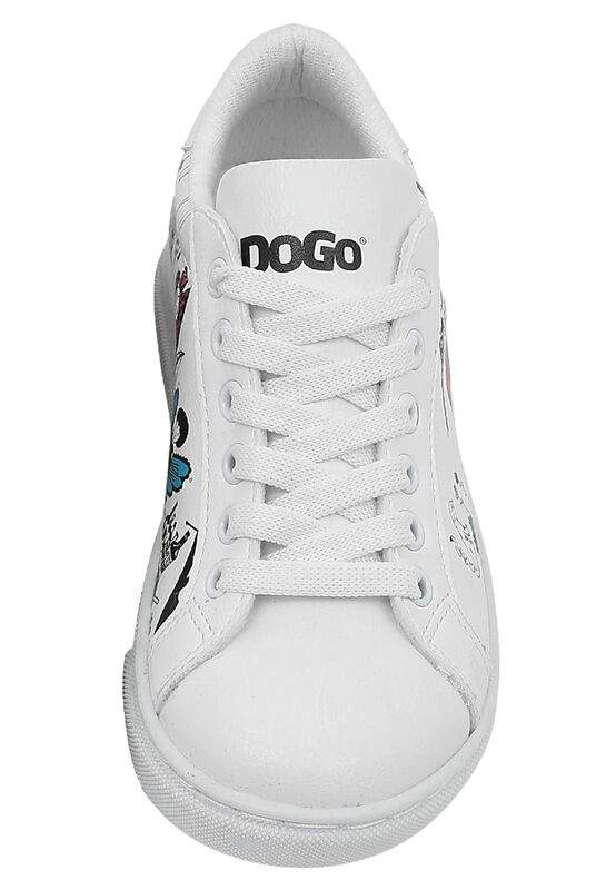 Unisex Kids Vegan Leather White Sneakers - Party Design — صورة المنتج 7 من 8
