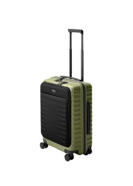 Upgrade 4 Wheel Trolley Green Laptop Cabinet Size Suitcase With Front Pocket