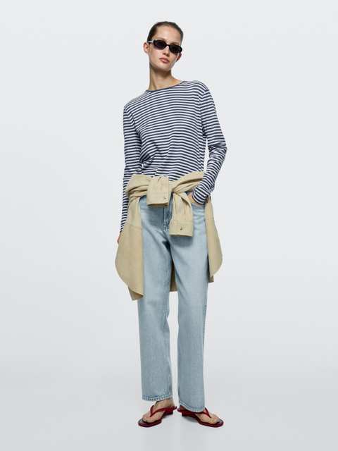 Straight-leg high-waist jeans