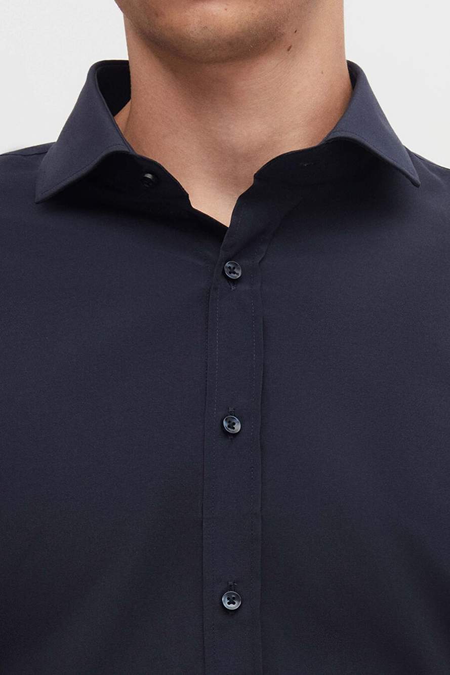 Ds Groom Slim Fit Navy Blue Italian Collar Narrow Cut Classic Tietlk Long Sleeves Easy To Use What — Product image 4 of 6