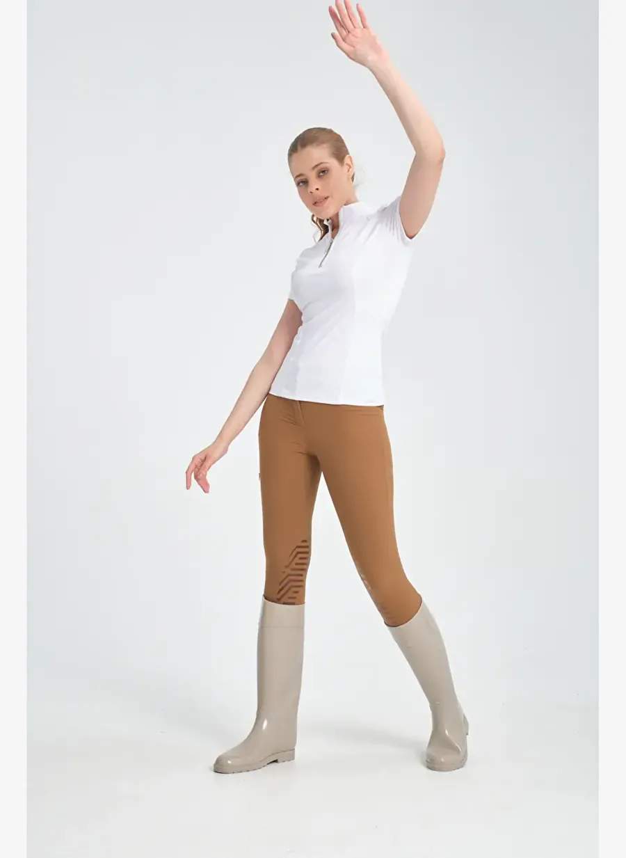 Beyaz Renk Kisa Kollu Fermuarli Binici Kadin T Shirt — Product image 4 of 8