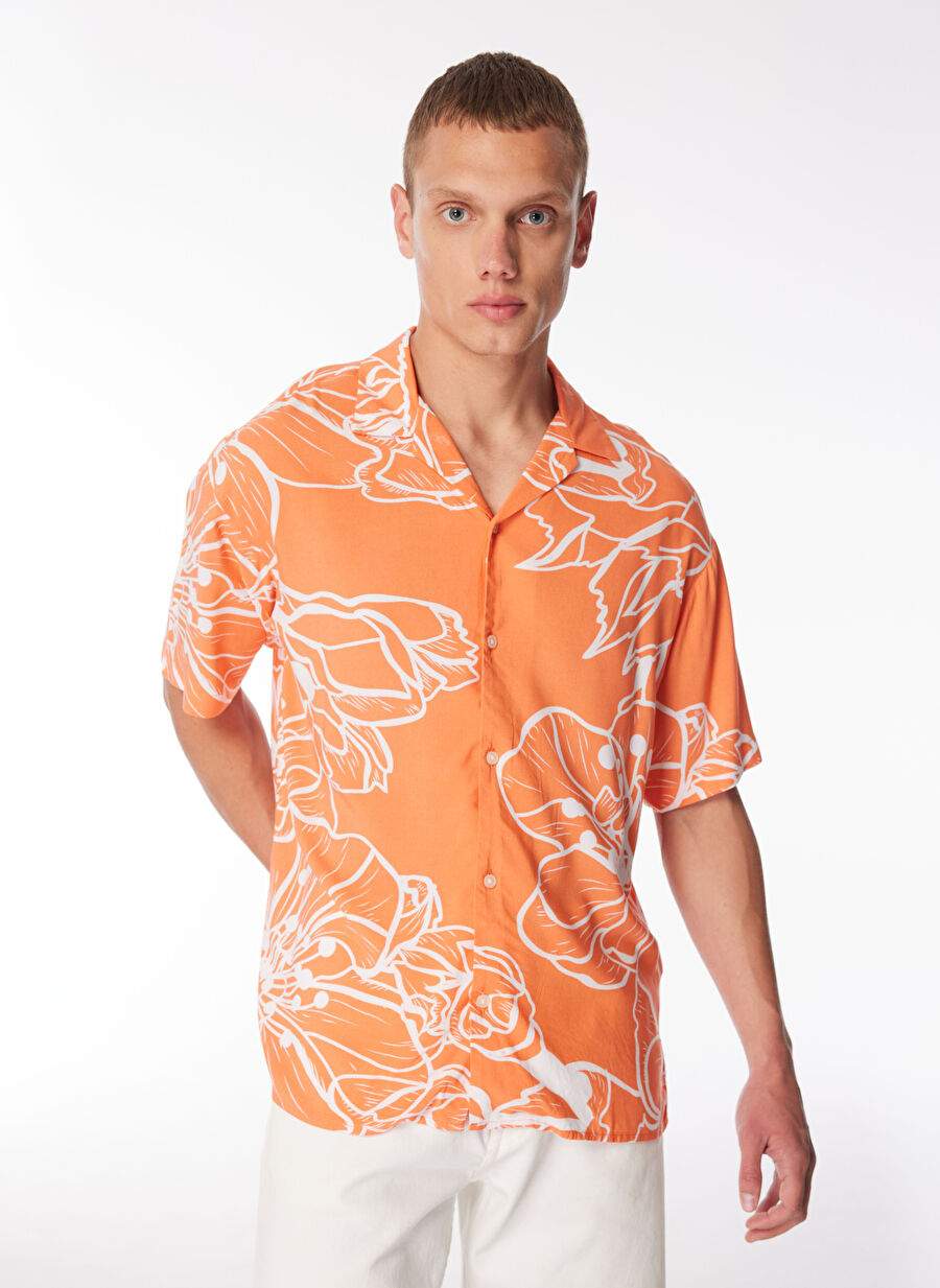Jack & Jones Relaxed Men's Orange Shirt JORJEFF GALLERY AOP RESORT SHIRT SS — Product image 3 of 5