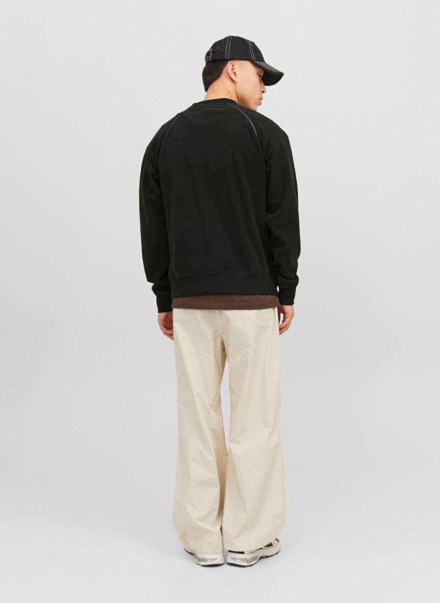 Jack & Jones Siyah Erkek Yuvarlak Yaka Geniş Fit Sweatshirt 12241523_JCOLAB SWEAT CREW NECK AW2 — صورة المنتج 4 من 7