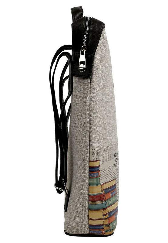 Unisex Vegan Gray Backpack - The Wise Owl Design — Product image 3 of 5