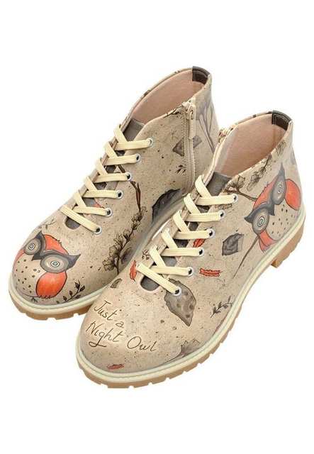 Women Vegan Leather Beige Zipper Ankle Boots - Night Owl Design