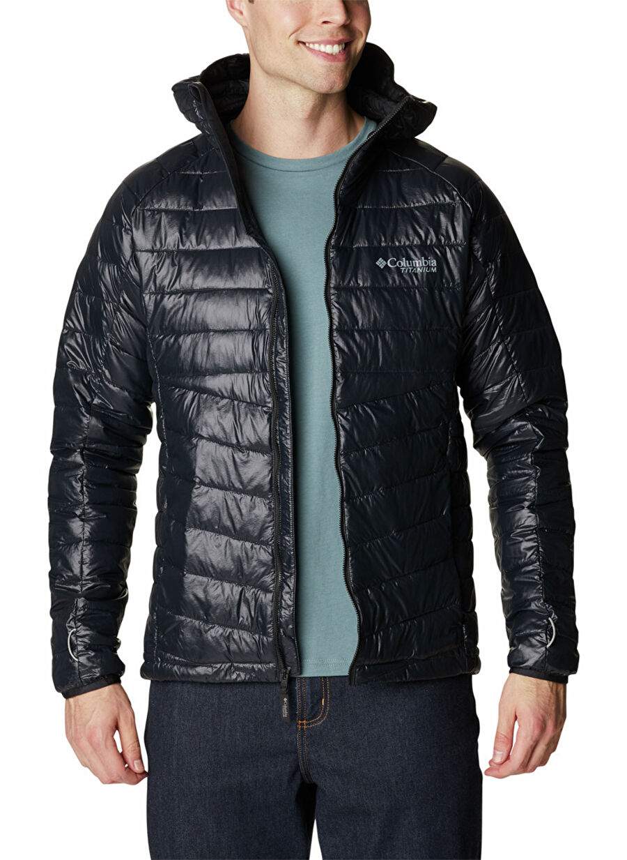 Columbia WO2808 PLATINUM PEAK HOODED JACKET Siyah Kapüşon Yaka Normal Normal Kalıp Erkek Mont — صورة المنتج 9 من 9