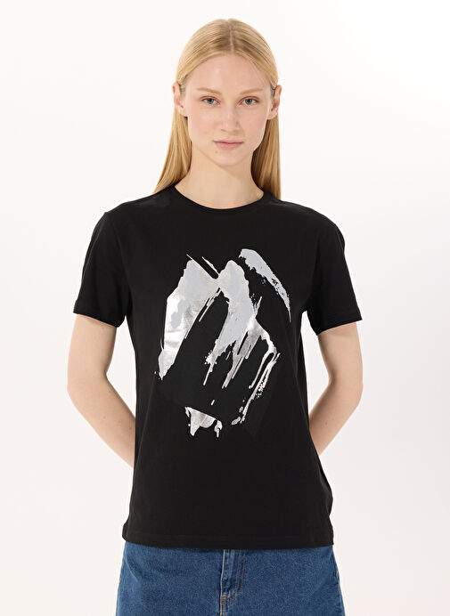 Limon Siyah Kadın Loose Fit Baskılı T-Shirt L5SL-TST5810 — صورة المنتج 14 من 35