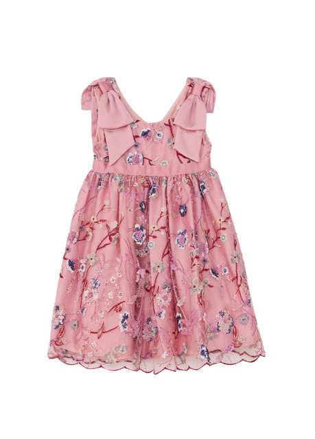 Flower Pattern Pink Sleeveless Girl Baby Dress