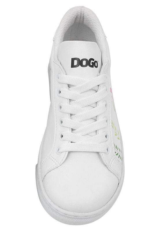 Unisex Kids Vegan Leather White Sneakers - It's Not Easy Being Green Design — Product image 4 of 8