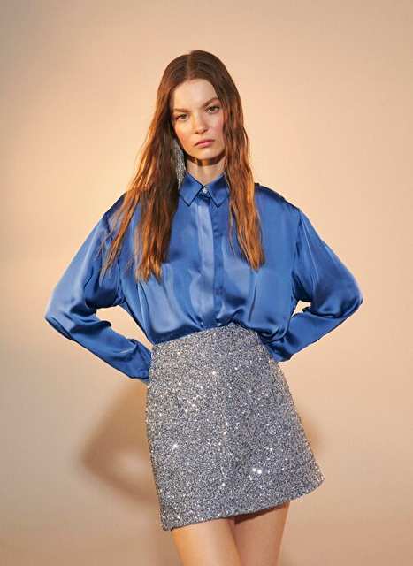 Ravenna Satin Shirt French Blue
