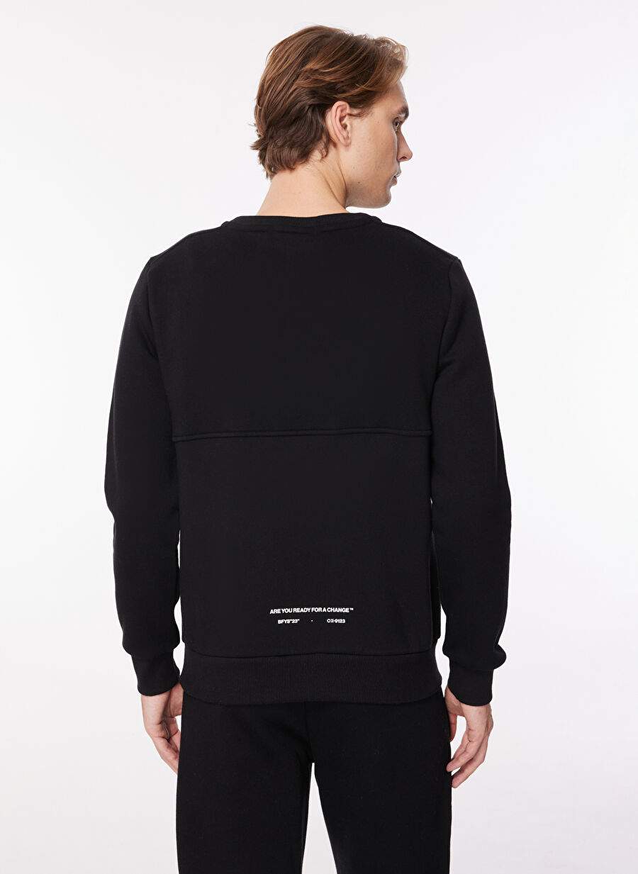 Oxnard Black Men's Cycling Collar Printed Sweatshirt OXM6030_SIGNATURE -CREW — Product image 5 of 5