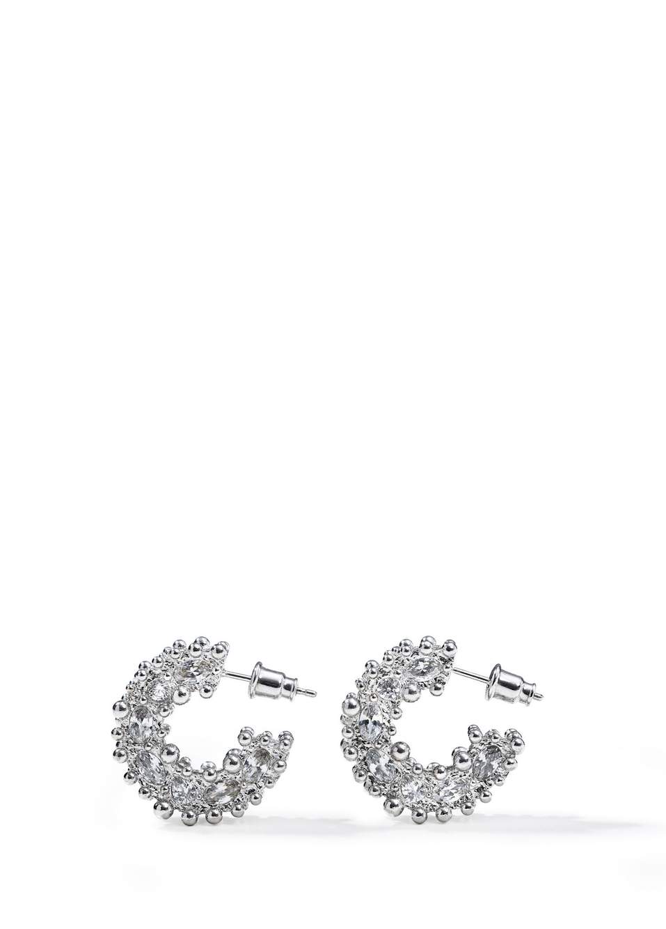 Royal Petite Halo 925 Sterling Silver Women's Hoop Earrings — Product image 3 of 3