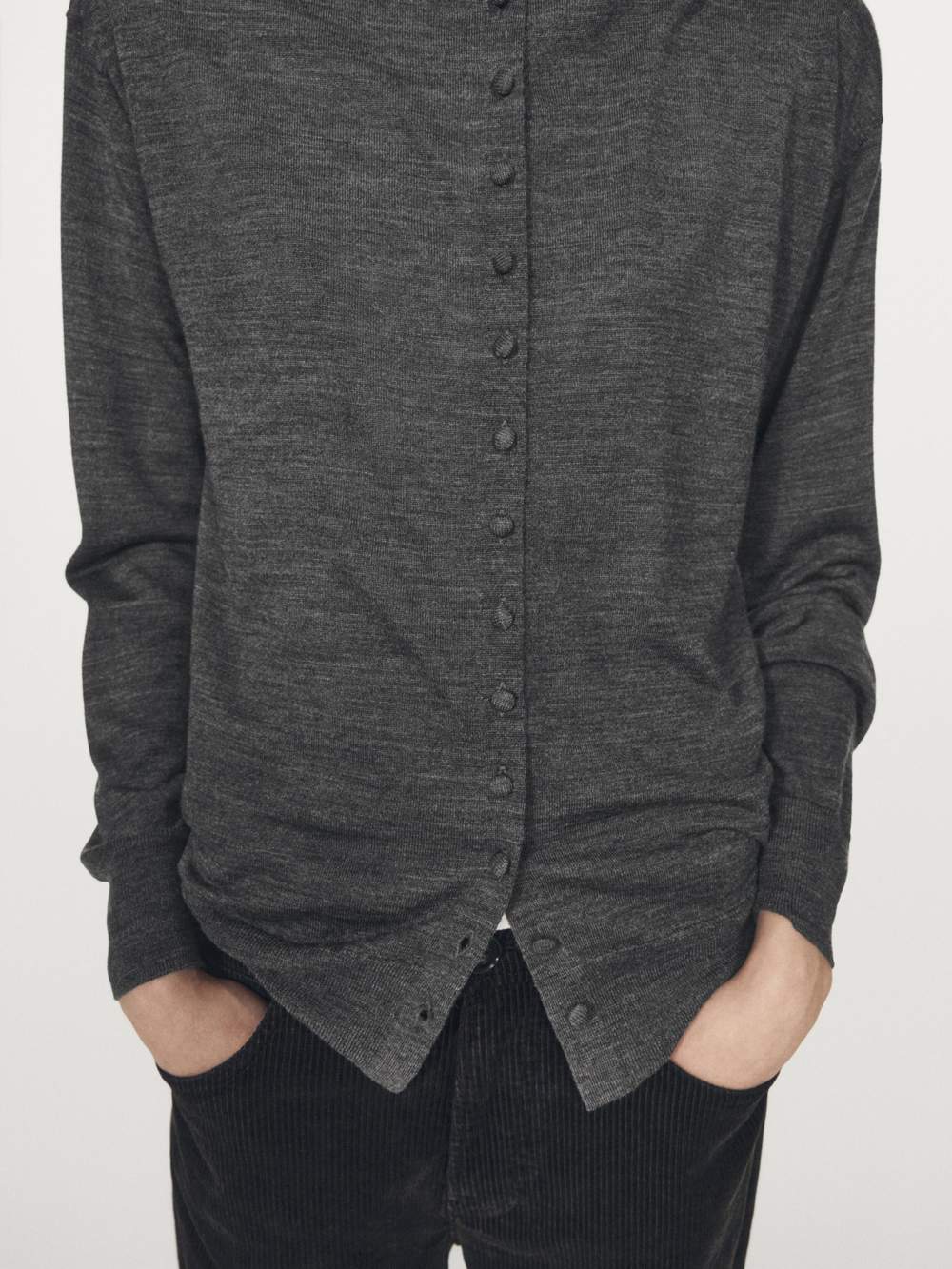 Mock turtleneck cardigan with covered buttons — Product image 4 of 12