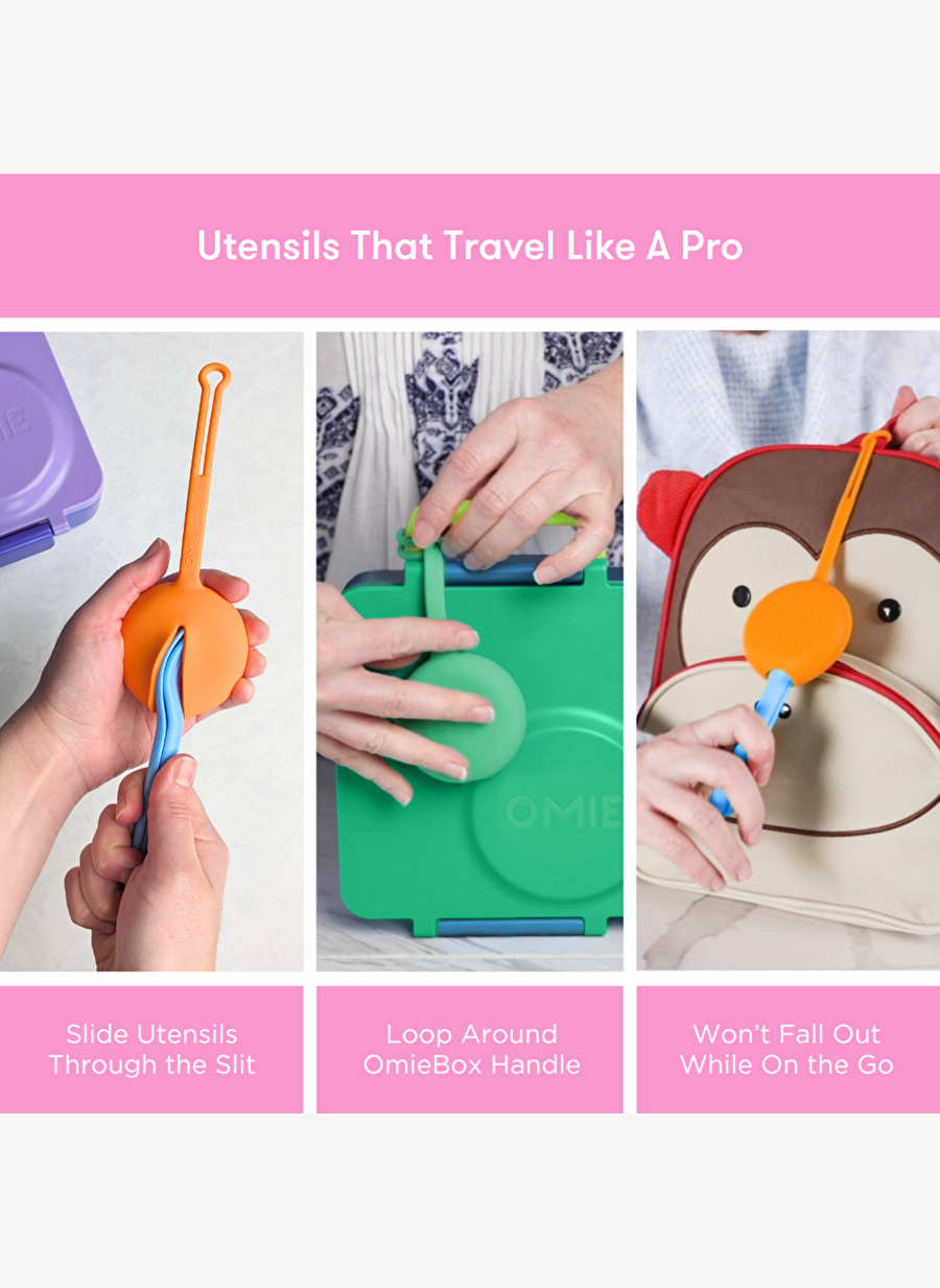 Omiebox - OmiePod Balloon Pink Silicone Fork and Spoon Set — Product image 4 of 7
