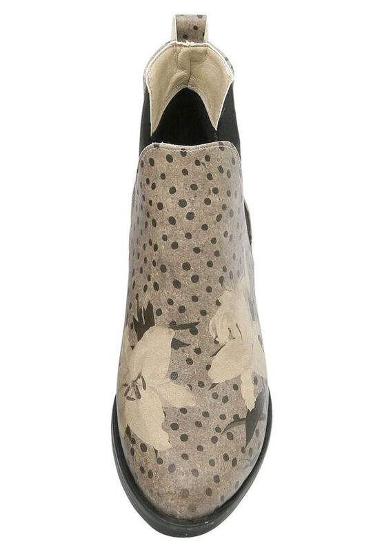 Women Vegan Leather Beige Ankle Boots - Black Dress Design — Product image 5 of 7