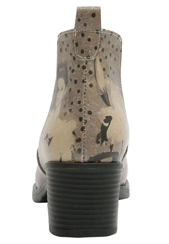 Women Vegan Leather Beige Ankle Boots - Black Dress Design — Product image 6 of 7