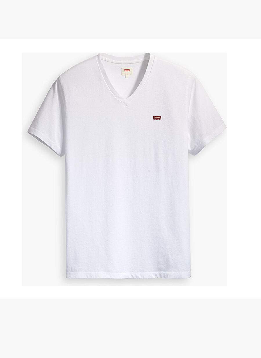 Beige Male 100% Cotton T-Shirt A2084-0000 LSE ORIG HM VNECK WHITE — Product image 11 of 15