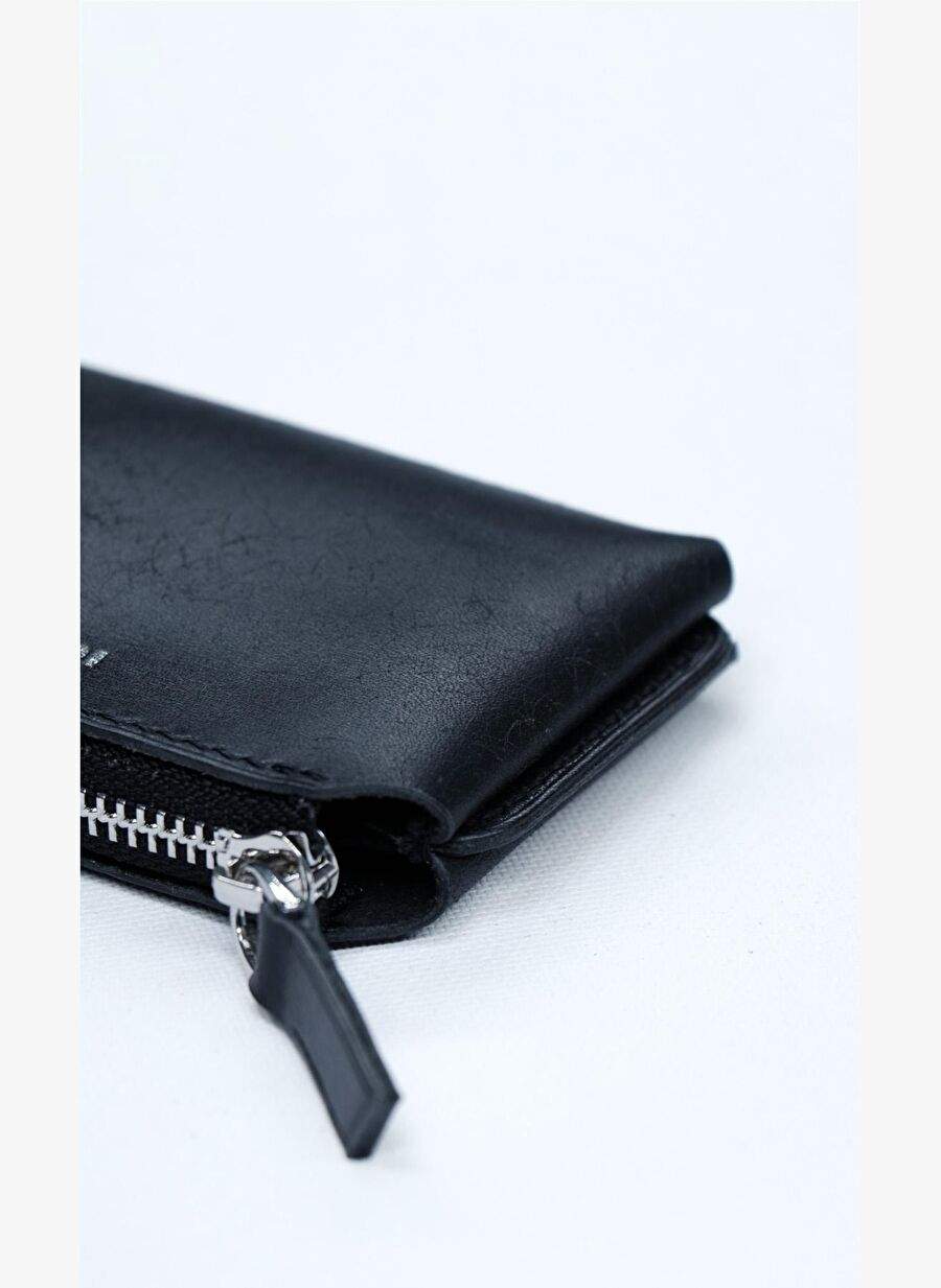 Bold Zip Wallet Round Siyah Deri Kart Ve Para Cuzdan — صورة المنتج 8 من 8
