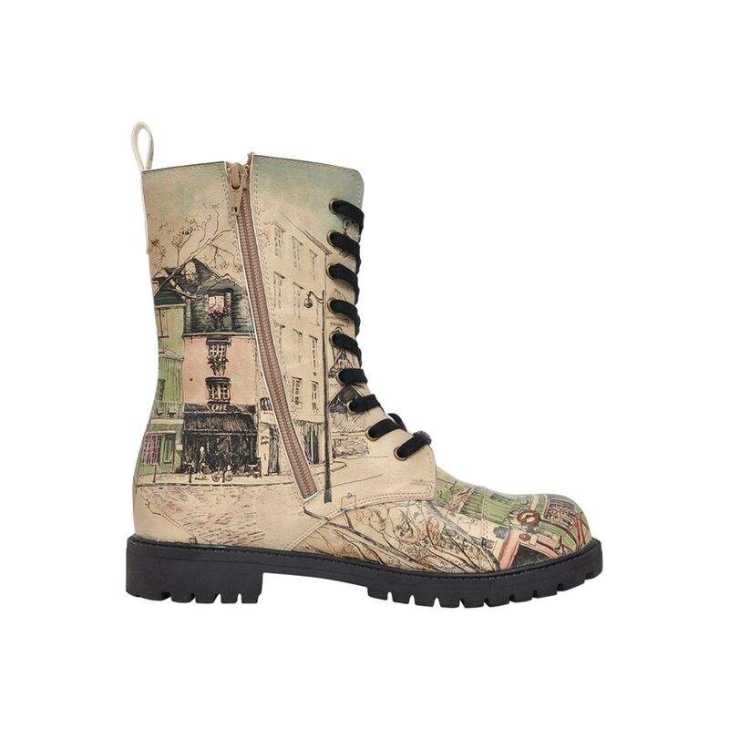 Women Vegan Leather Beige Zipper Long Boots - Bonjour Paris Design — Product image 4 of 6
