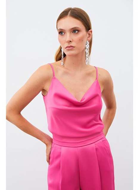 Degaje Collar Satin Bluz - Fushya