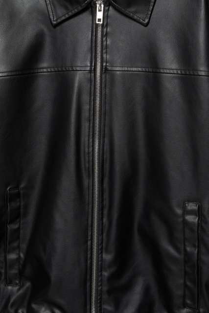 Voluminous leather effect jacket