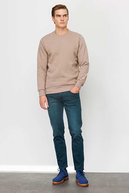 Men's Camel Standard Bike Collar Sweatshirt