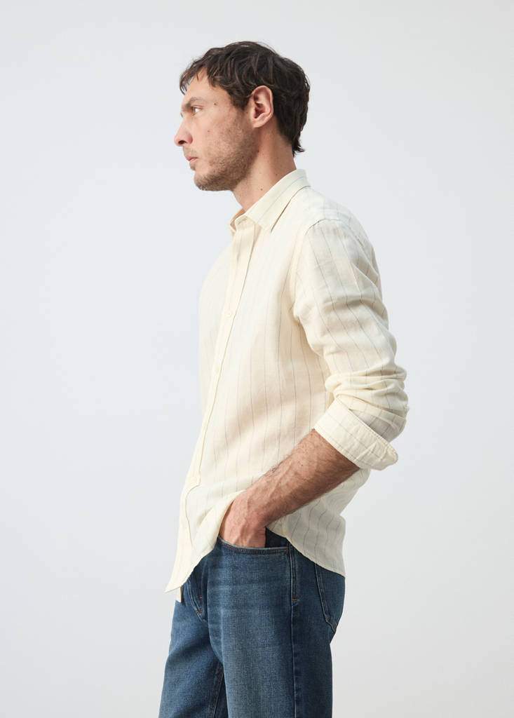 Regular-fit striped cotton-linen shirt — Product image 15 of 26