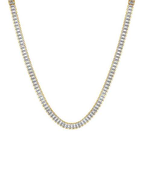 Gold Plating Baget Cut Zircon Stone Waterway Necklace