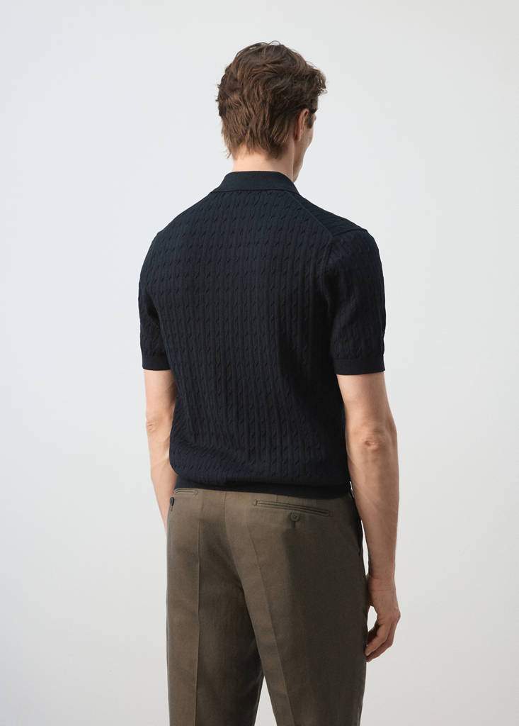 100% cotton braided knitted polo shirt — Product image 29 of 29