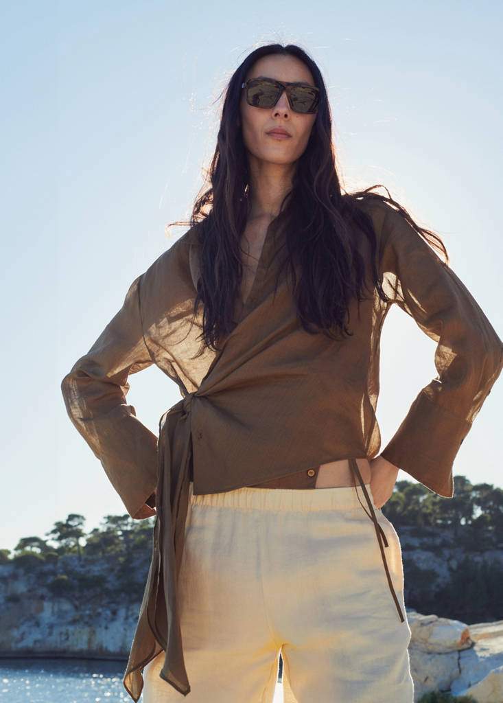 100% ramie blouse with tie — Product image 3 of 8