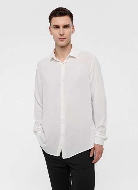 Back and Bond White Men's Regular Fit Shirt B34T20045