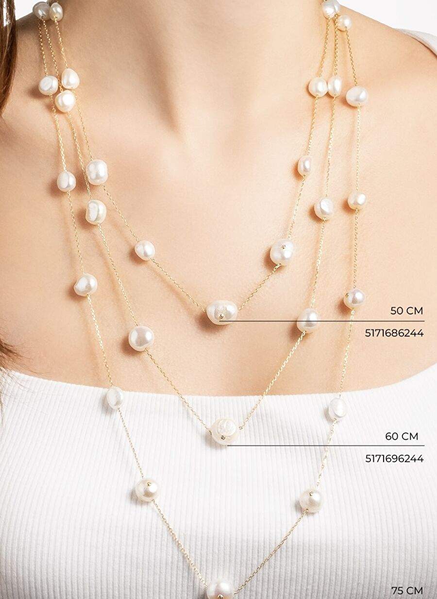 Seraphina 18 Ayar Sar Altn Kaplama 75 Cm Gumus Inci Kolye — صورة المنتج 27 من 40