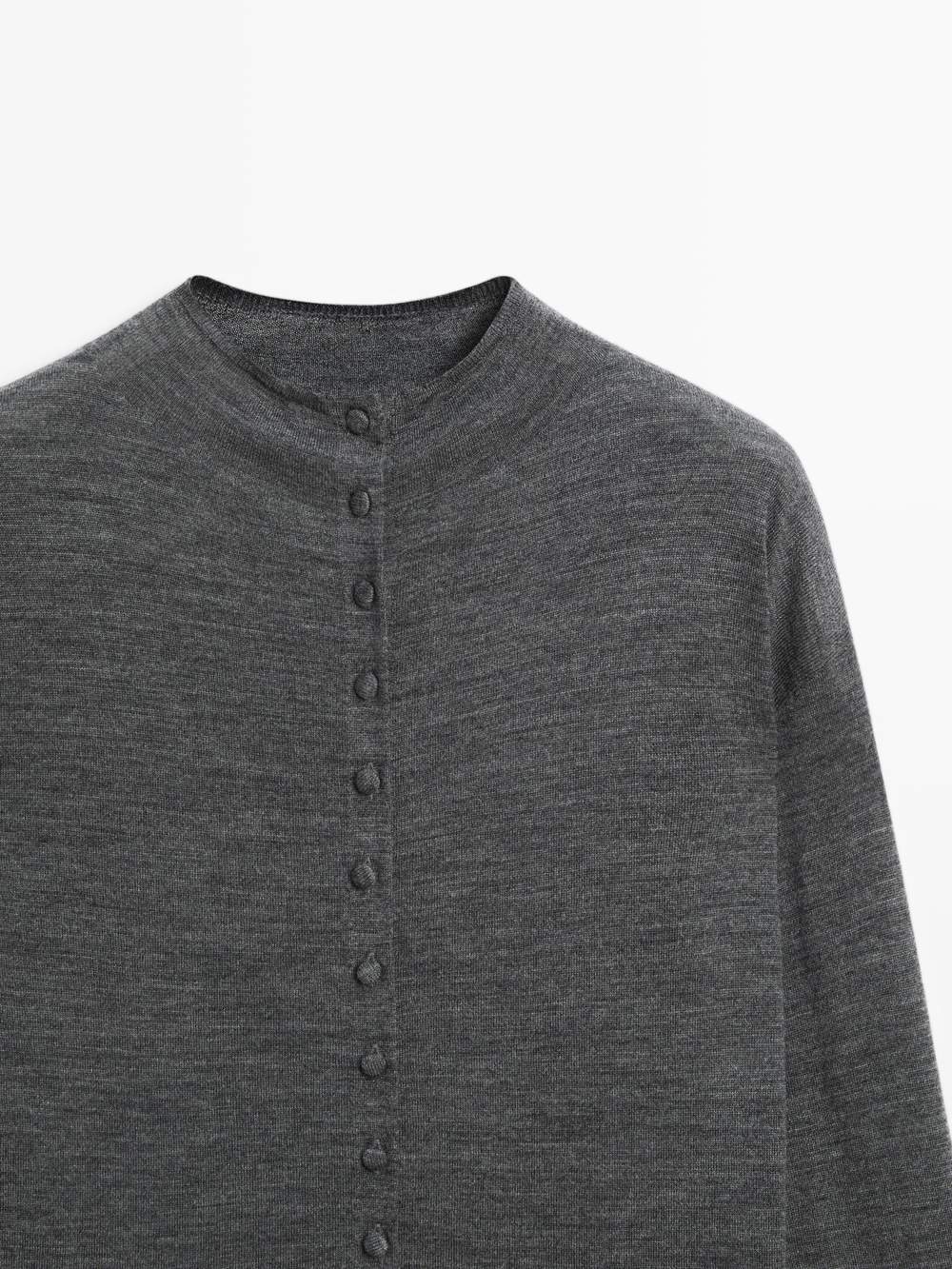 Mock turtleneck cardigan with covered buttons — Product image 8 of 12