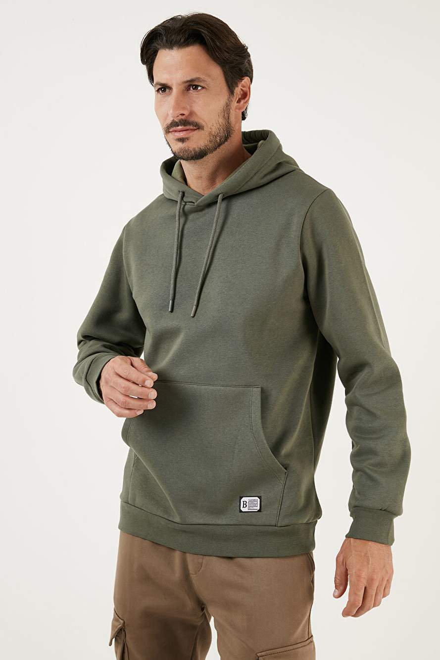 Buratti Slim Fit Kapüşonlu Kanguru Cepli İçi Tüylü Yumuşak Şardonlu Erkek Sweatshırt 5905281 — Product image 4 of 5