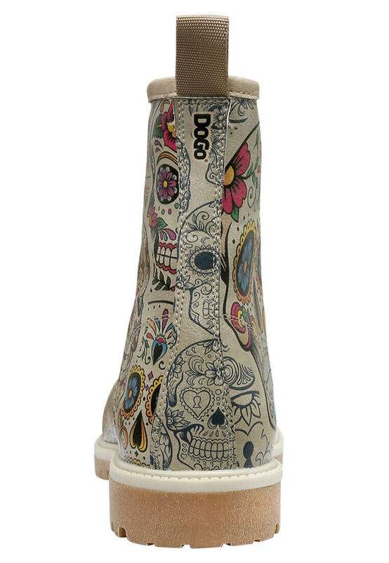 Women Vegan Leather Beige Long Boots - Remembrance Of Frida Kahlo Design — Product image 7 of 8