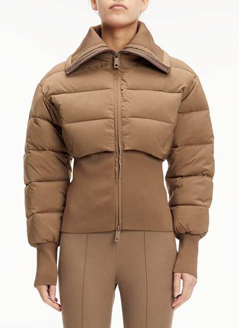 Calvin Klein Deve Tüyü Kadın Geniş Yaka Normal Kalıp Puffer Mont K20K205951PKO