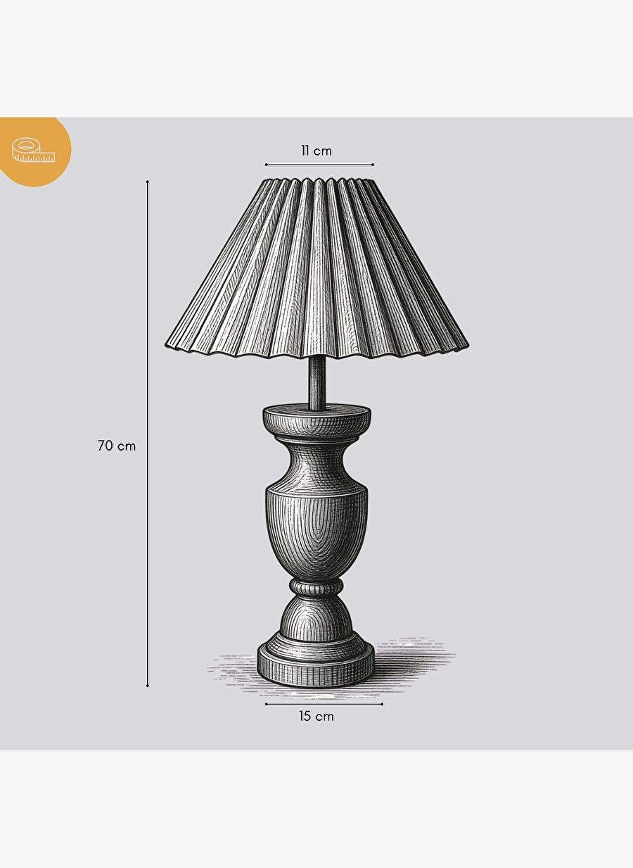 Evara Ahşap Gövde Krem Başlık Dekoratif Abajur — Product image 5 of 6