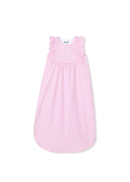 Pink White Striped Poplin Girl Baby Sleepsuit