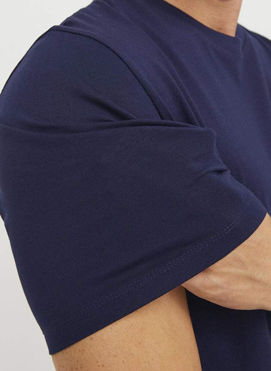 Navy Blue Men's 100% Cotton T-Shirt JJEPAULOS TEE SS CREW NECK NOOS — Product image 3 of 14