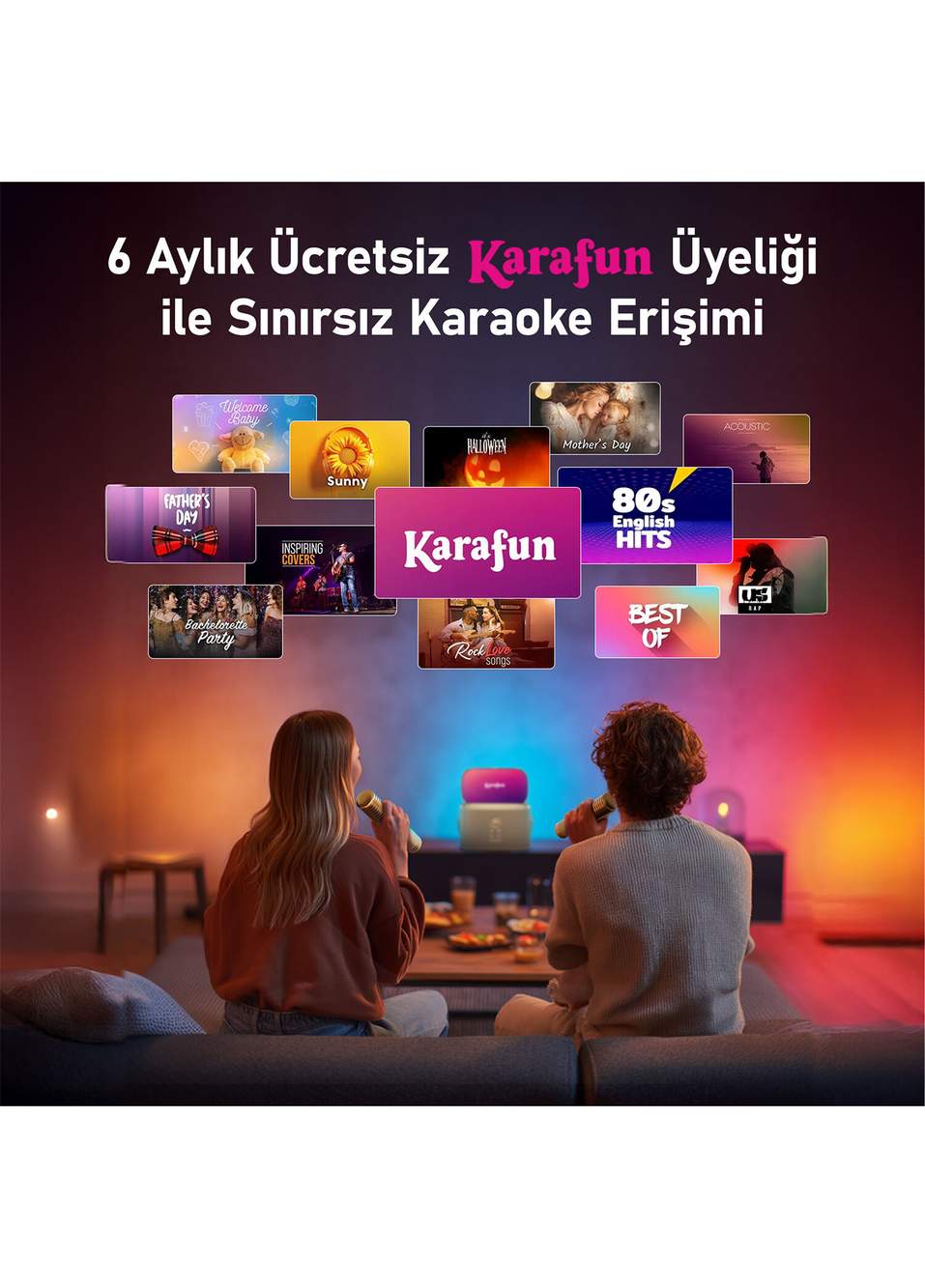 Partybox Shell S2 140W 8" Dahili Tablet 2 Kablosuz Mikrofon Karaoke Bluetooth Hoparlör Seti — صورة المنتج 6 من 8