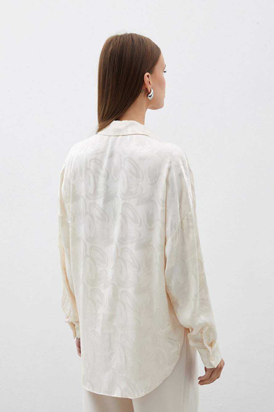 Yaka Aksesuarl Desenli Gomlek Bej — Product image 6 of 6