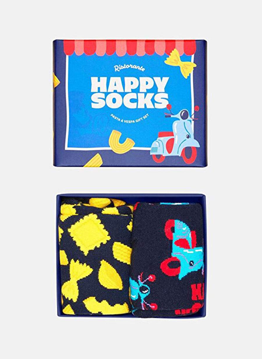 Happy Socks Lacivert Erkek Desenli Çorap 2-Pack Pasta & Scooter Socks Gift S — Product image 4 of 4