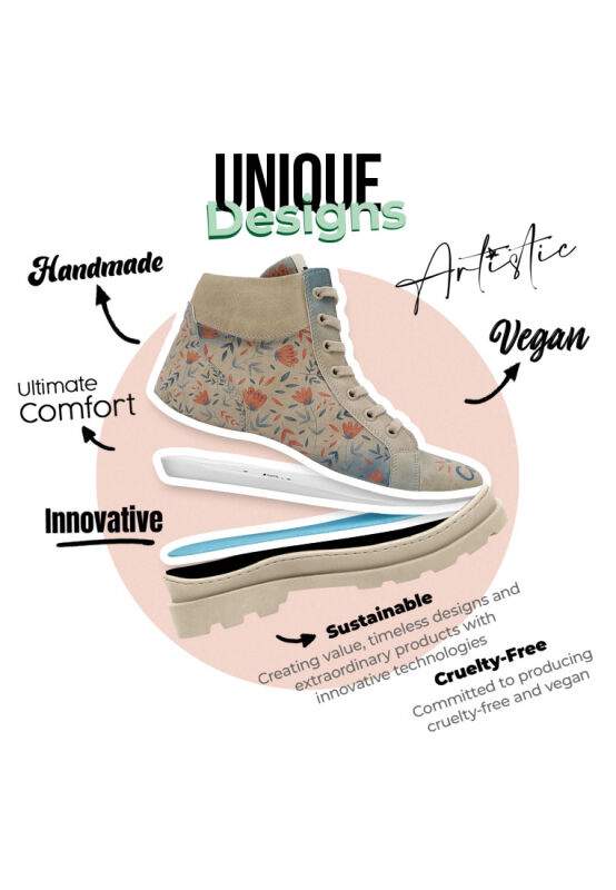 Women Vegan Leather Beige Boots - Lost in Colors Design — Product image 8 of 8