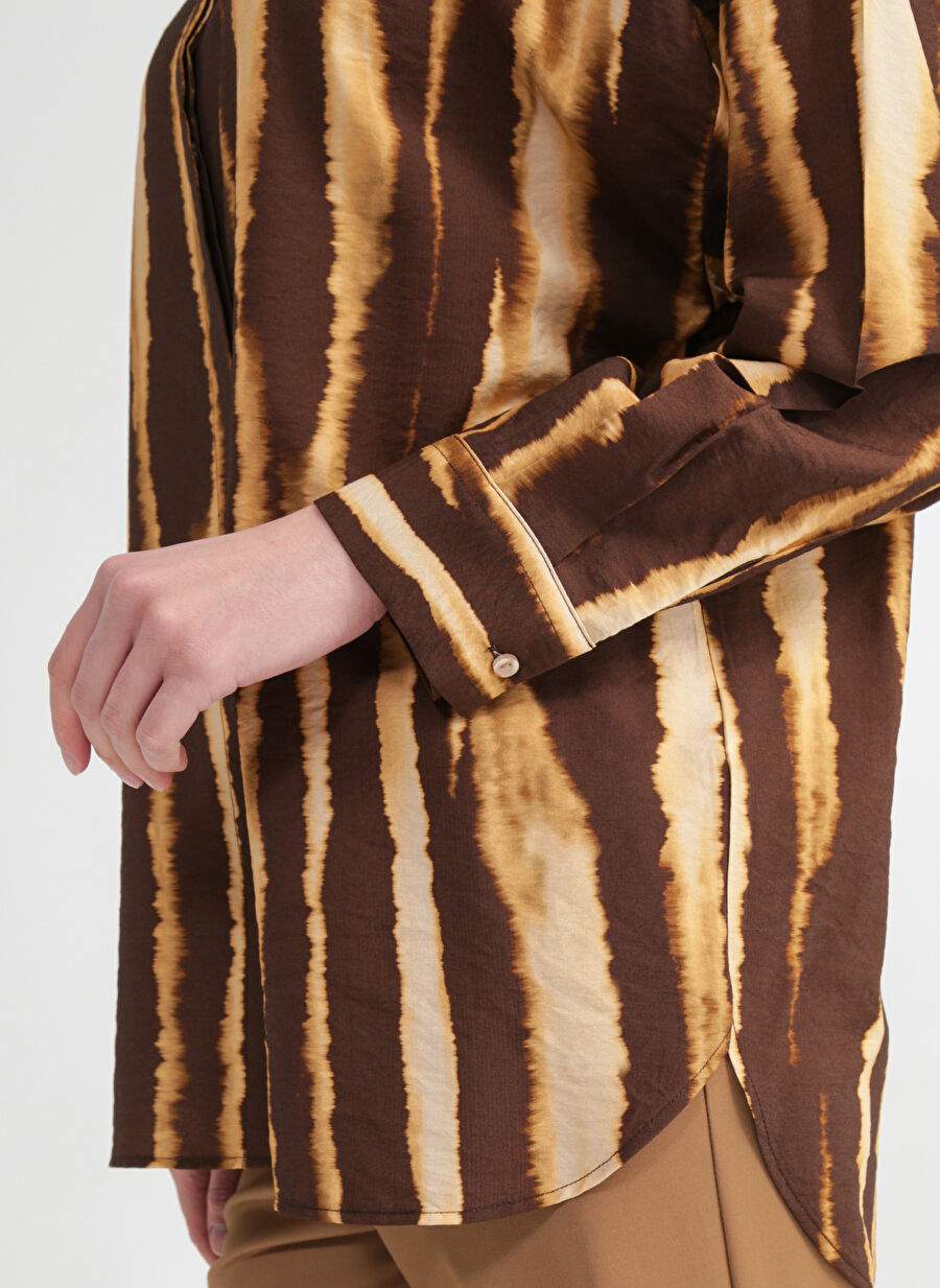 Factory Comfort Basic Patterned Brown - Beige Women's Shirt CM-SORIS — Product image 5 of 6