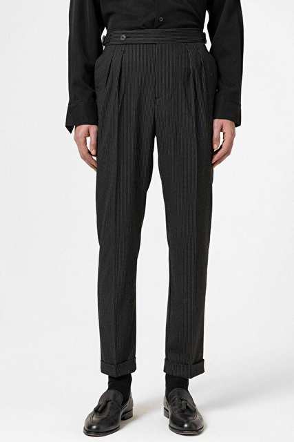 Antioch Black Yuksek Waistline Double Paca Men's Pants