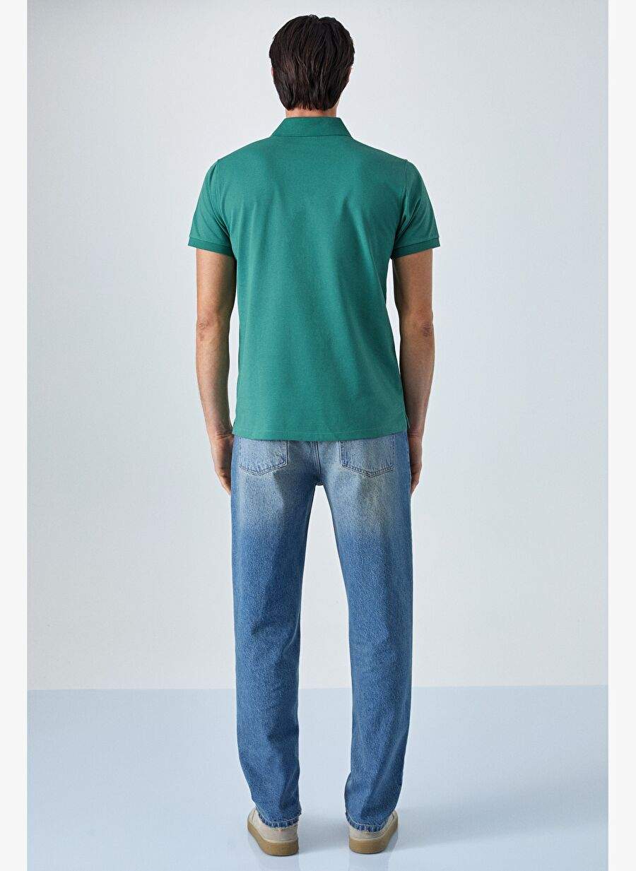 MONAGHAN Erkek Polo Yaka Relaxed Fit Patlı Düğmeli Kısa Kollu Yeşil T-Shirt — Product image 6 of 6