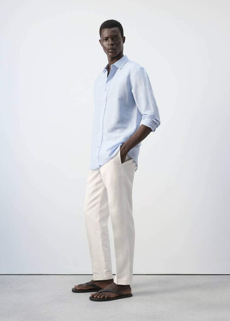 Regular-fit striped cotton-linen shirt — Product image 24 of 26