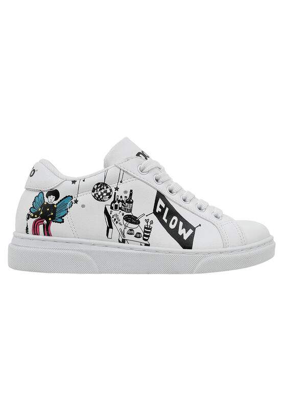 Unisex Kids Vegan Leather White Sneakers - Party Design — صورة المنتج 6 من 8