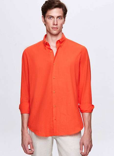 Ds Groom Comfort Orange Dugmele Collar Comfortable Cut Linen Gore 100 Cotton Golmet